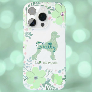 Mintgroene Poodle Aangepaste Bloemenhond Moeder iPhone 16 Pro Hoesje