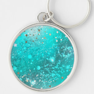 Mintgroene turquoise folie achtergrond sleutelhanger