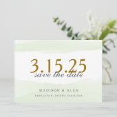 Mintgroene waterverf save-the-date kaart (Staand voorkant)