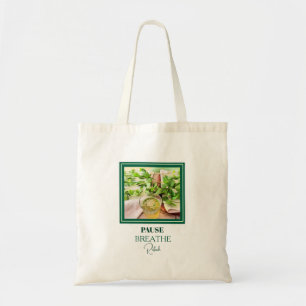 Mintgroene Welzijn & Zelfzorg Tote Bag