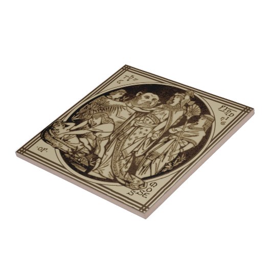 Minton Biblical "Finding Moses" Repro John Moyr Tegeltje (Zijkant)