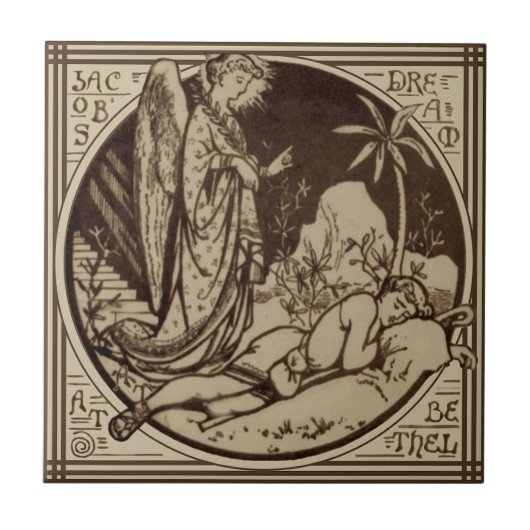 Minton Jacob's Dream Biblical Antiek Repro Sepia Tegeltje (Voorkant)