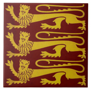Minton Pugin Gothic Lions Tile 1850s Reproduction Tegeltje