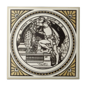 Minton Shakespeare Romeo & Juliet Tegel jaren 1870 Tegeltje
