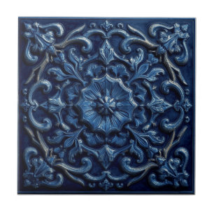 Minton Victoriaanse namaak reliëf blauwe reproduct Tegeltje