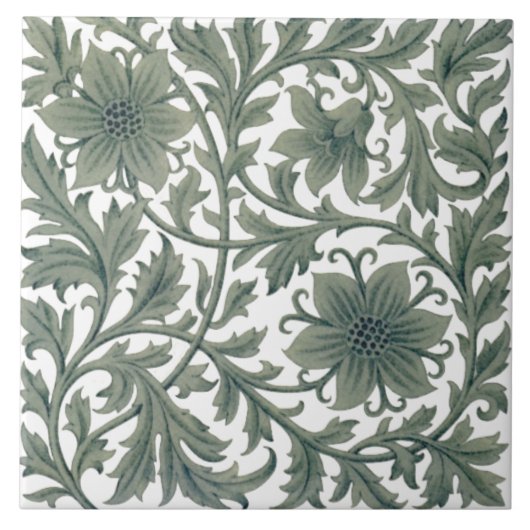 Minton Wm Morris Style Repro 1890 Carreaux blancs (Devant)