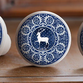 Mintons Deer Antler British Royal Blue Victorian Keramische Knop