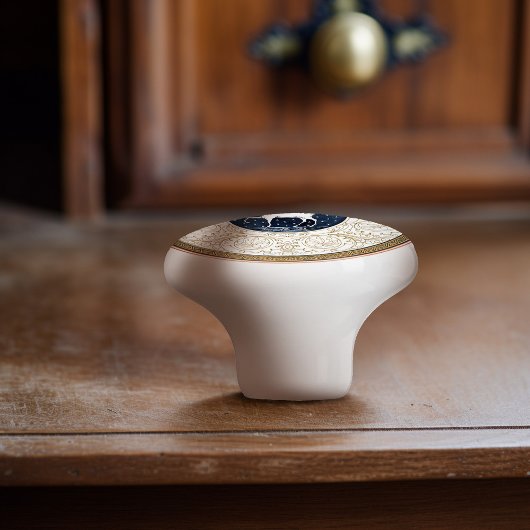 Mintons Herten Brits Royal Blauw Goud Antler Keramische Knop