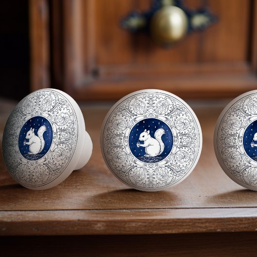 Mintons Squirrel British Royal Blue Victorian Keramische Knop