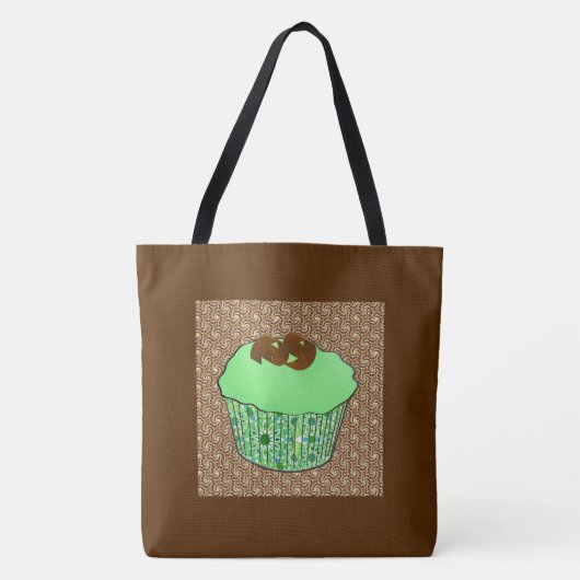 Mints Frosted Chocolade Cupcake, Fractale Achtergr Draagtas (Voorkant)