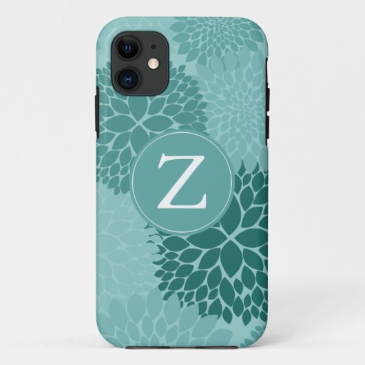 Minty Blossoms Monogram Case-Mate iPhone Case (Achterkant)