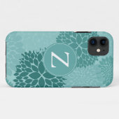 Minty Blossoms Monogram Case-Mate iPhone Case (Achterkant (horizontaal))