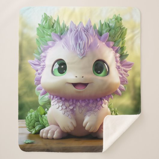 Minty, de charmante Axolotl Sherpa Deken (Voorkant)