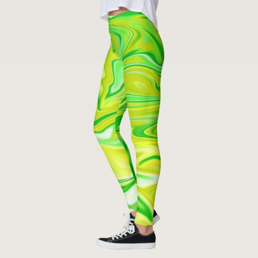 Minty Dream: de zachte wervelingen van groen marme Leggings (Links)