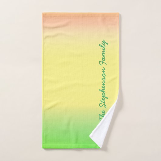 Minty Groene tot Gele Gradiënt met Groen Manuscrip Bad Handdoek (Handdoek)