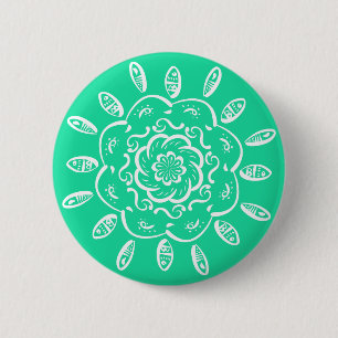 Minty Mandala Ronde Button 5,7 Cm