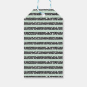 Minty Mint Green & Silver Glitter Stripes Party Cadeaulabel (Achterkant)