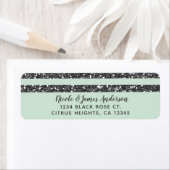 Minty Mint Green & Silver Glitter Stripes Party Etiket (Insitu)