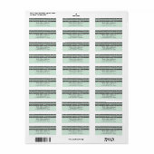 Minty Mint Green & Silver Glitter Stripes Party Etiket (Full Sheet)