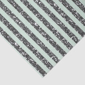 Minty Mint Green & Silver Glitter Stripes Party Tissuepapier (Detail)
