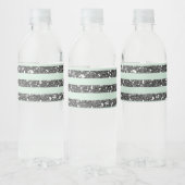 Minty Mint Green & Silver Glitter Stripes Party Waterfles Etiket (Flessen)