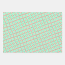 Minty Peach Whimsy Wrapping Paper Flat Sheet Set