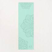 Minty Teal Decorative Modern Mandala With Initials Yogamat (Voorkant)