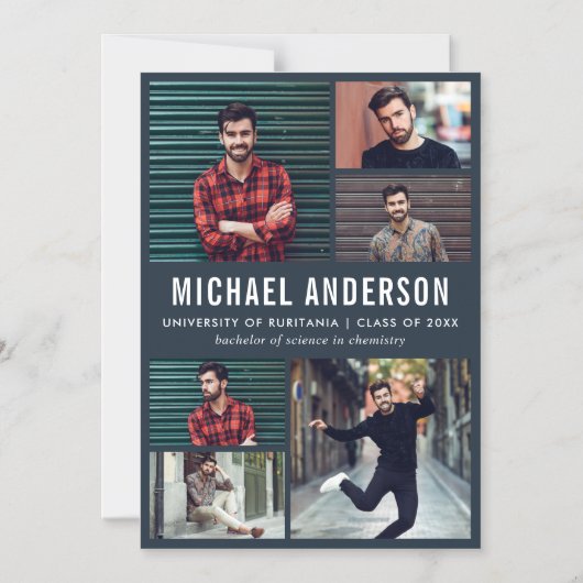 Minuit 6 Photo Chalkboard Graduate Faire-part (Recto)