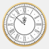 Minuit Nouvel An Horloge Classique Sticker Rond (Devant)