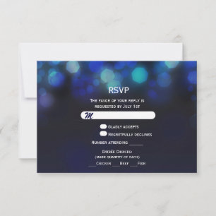 Minuit Sky Bokeh Lights RSVP Mariage Card Insertio