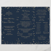 Minuit Sky Twinkle Star Tri Fold Wedding Programme (Devant)