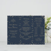 Minuit Sky Twinkle Star Tri Fold Wedding Programme (Debout devant)