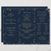 Minuit Sky Twinkle Star Tri Fold Wedding Programme (Devant / Derrière)