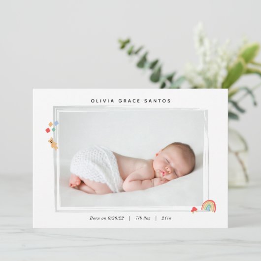 Minuscule Faire-part de naissance Rainbow Baby (Debout devant)