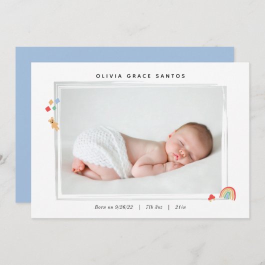 Minuscule Faire-part de naissance Rainbow Baby (Devant / Derrière)