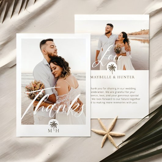 Minuscule photo moderne Palm Tree Monogramme Merci