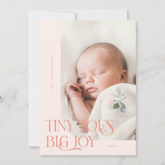 Minuscules orteils Big Joy Peach Photo Faire-part  (Devant)