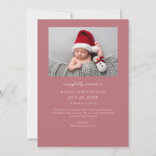 Minuscules orteils Gros Joy Rose Photo Faire-part (Dos)