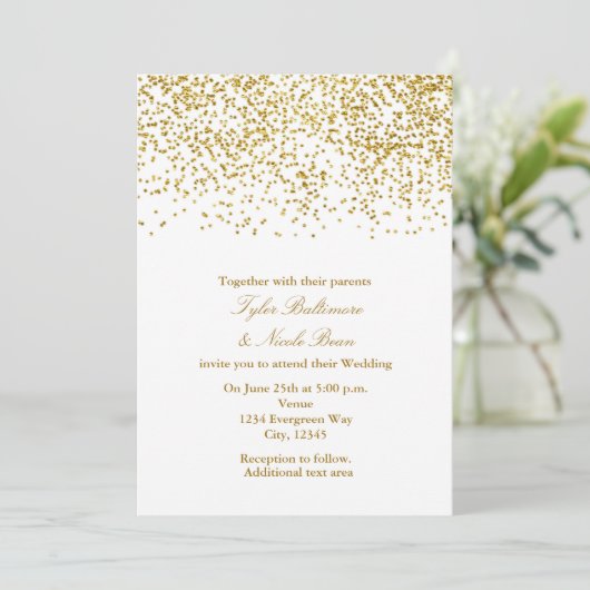 Minuscules points d'or Confetti Faire-part de mari (Debout devant)