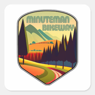 Minuteman-fietspad Boston Massachusetts Kleuren Vierkante Sticker