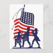 Minuut Man en Amerikaanse vlag Briefkaart (Voorkant)
