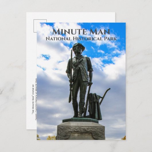 Minuut Man standbeeld, Minuut Man National Hist. P Briefkaart (Voorkant / Achterkant)