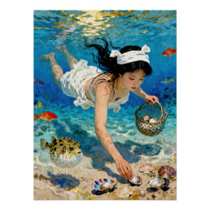 "Mio's Afdaling" – Een Oceaanportret Perfect Poster