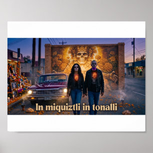 Miquiztli Calavera Paar Wandelen - Poster