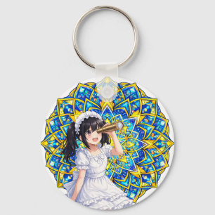 Mirabella au soleil – Porte-clés Mandala Bleu Or