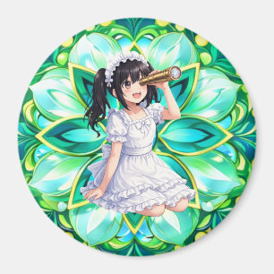 Mirabella dans Mandala Lumineux Vert – Magnet