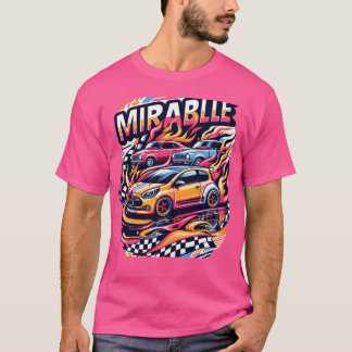 Mirablle Racing Car zie Levendige Vlammen T-shirt