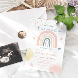 Miracle Baby Pastel Regenboog Wolken Regendruppels Kaart