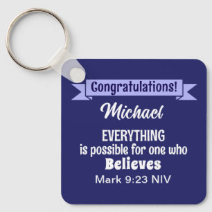 Miracle Bible Verse Christelijk Faith Donkerblauw Sleutelhanger