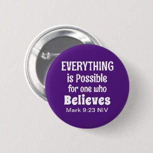 Miracle Bible Verse Christelijk Faith Paarse Ronde Button 5,7 Cm